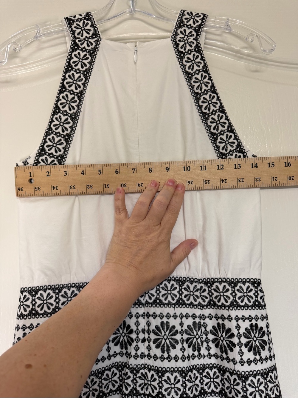 Ann Taylor Embroidered Eyelet Halter Midi Maxi Dress White Black Floral Cotton 4 - Picture 10 of 11
